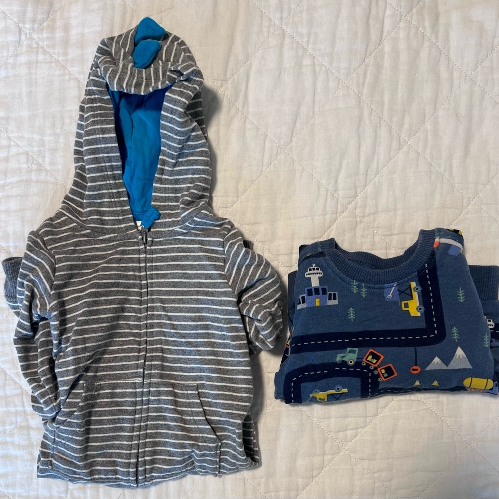 Carter's Blue Graphic Sweatshirt and Romper Bundle